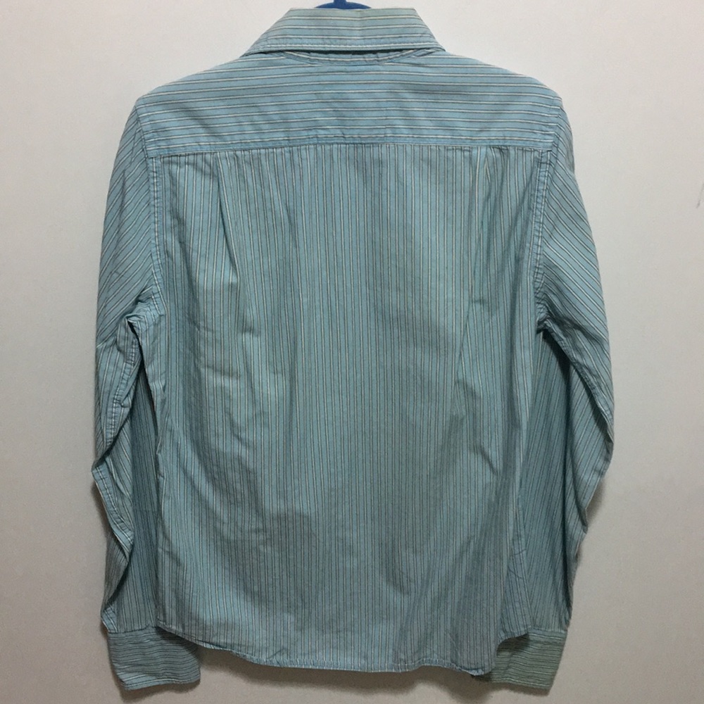 Hollister Long Sleeve Casual Button Up Logo Striped Shirt Blue Men's Size Small - Picture 2 of 4